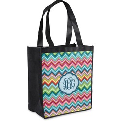 Retro Chevron Monogram Grocery Bag (Personalized)