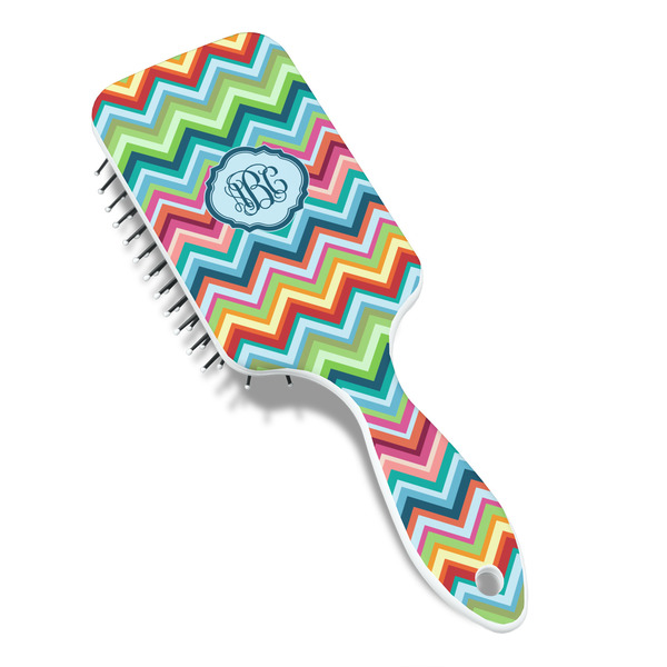 Retro Chevron Monogram Hair Brush - Angle View