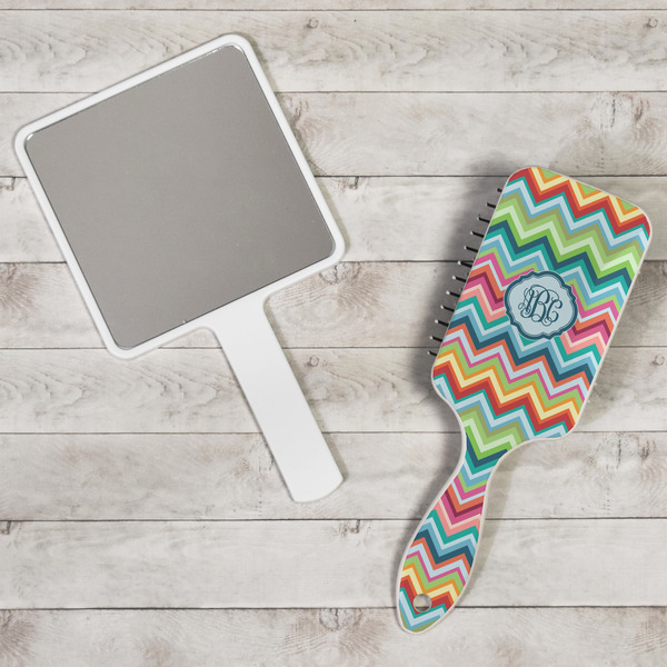 Retro Chevron Monogram Hair Brush - In Context