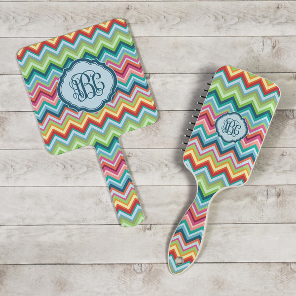 Retro Chevron Monogram Hand Mirrors - In Context