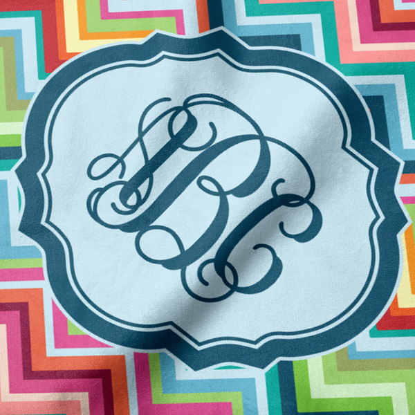 Retro Chevron Monogram Hooded Baby Towel- Detail Close Up