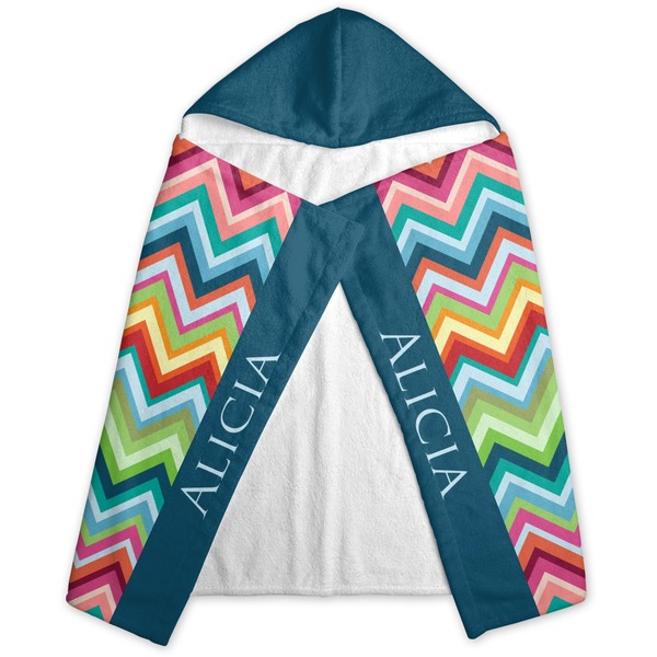 Retro Chevron Monogram Hooded Towel - Folded