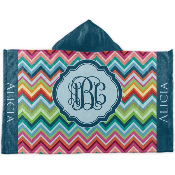 Custom Retro Chevron Monogram Kids Hooded Towel (Personalized)