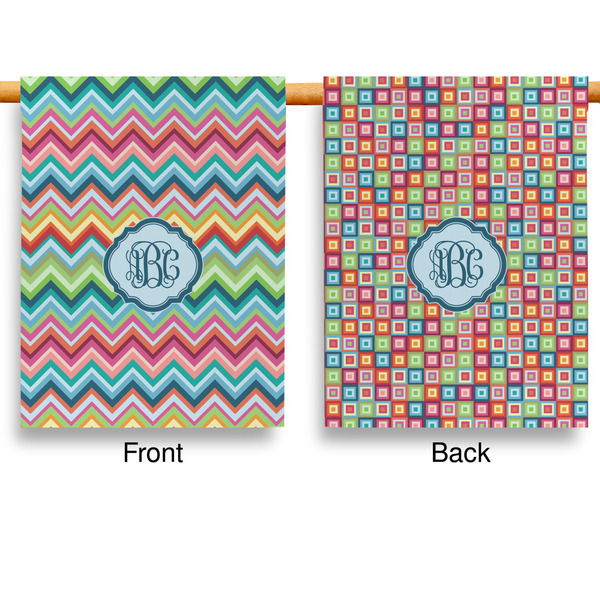 Retro Chevron Monogram House Flags - Double Sided - APPROVAL