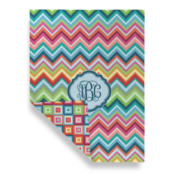 Retro Chevron Monogram House Flags - Double Sided - FRONT FOLDED