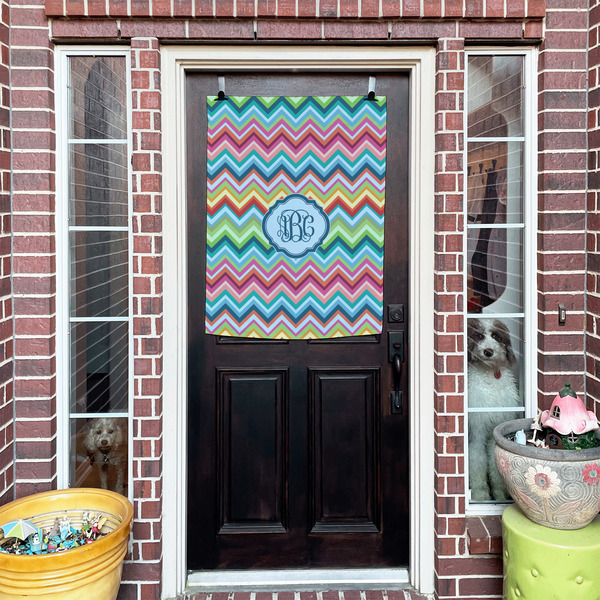 Retro Chevron Monogram House Flags - Double Sided - (Over the door) LIFESTYLE