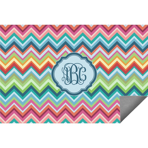 Custom Retro Chevron Monogram Indoor / Outdoor Rug (Personalized)