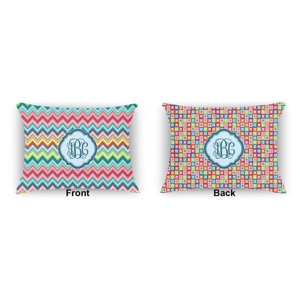 Retro Chevron Monogram  Indoor Rectangular Burlap Pillow (Front and Back)
