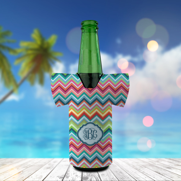 Retro Chevron Monogram Jersey Bottle Cooler - LIFESTYLE