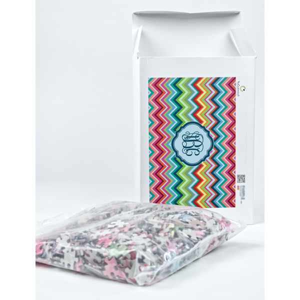 Retro Chevron Monogram Jigsaw Puzzle 1014 Piece - Box