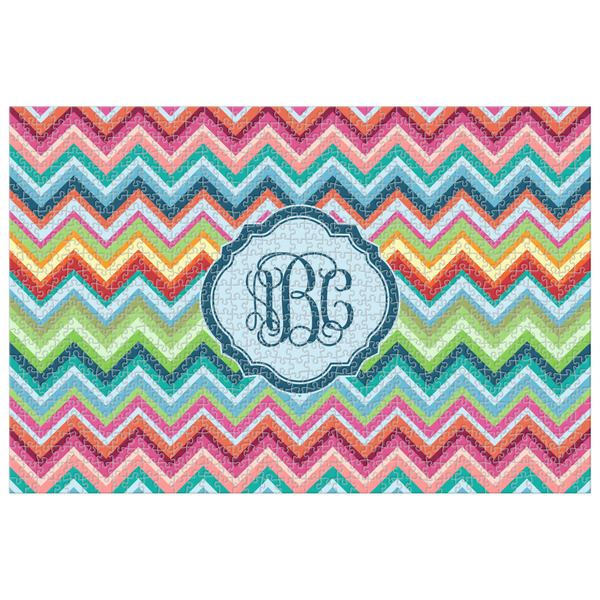 Custom Retro Chevron Monogram Jigsaw Puzzle - 1000-piece