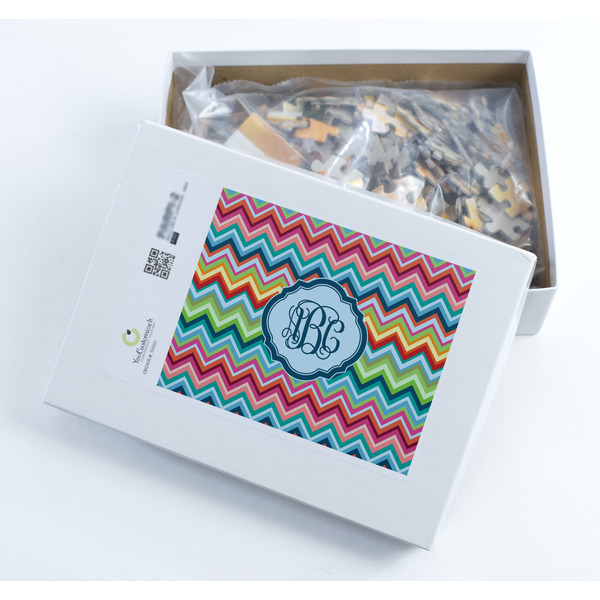 Retro Chevron Monogram Jigsaw Puzzle 252 Piece - Box
