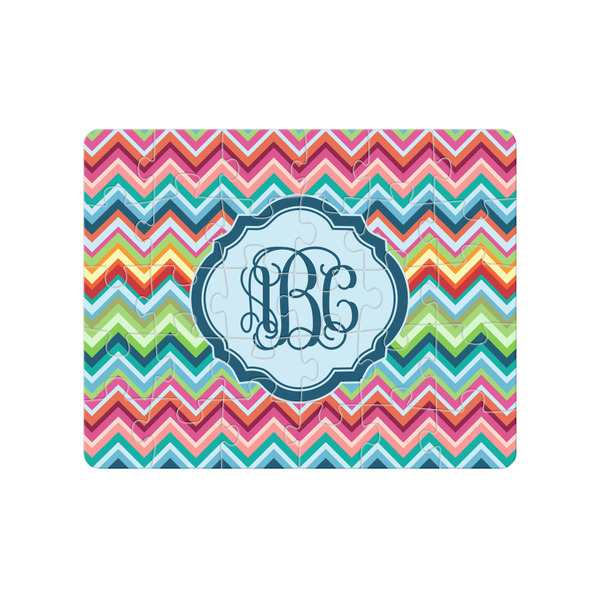 Custom Retro Chevron Monogram Jigsaw Puzzles