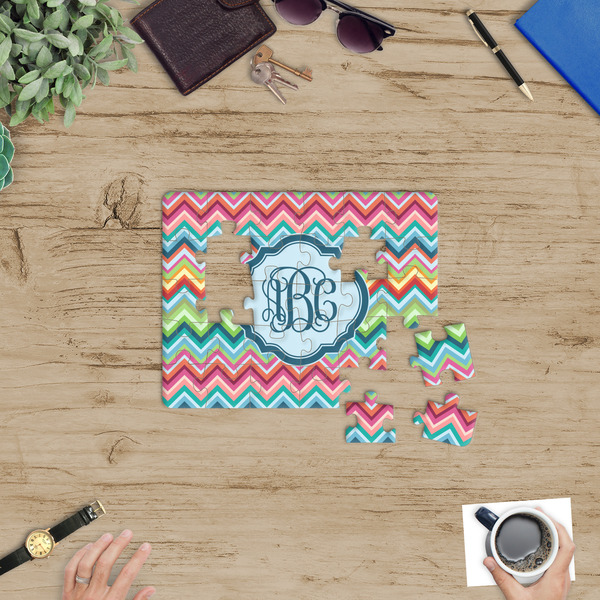 Retro Chevron Monogram Jigsaw Puzzle 30 Piece - In Context