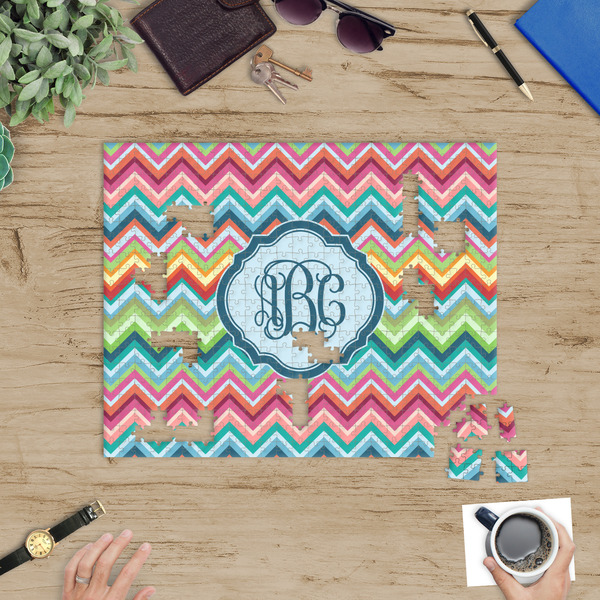 Retro Chevron Monogram Jigsaw Puzzle 500 Piece - In Context