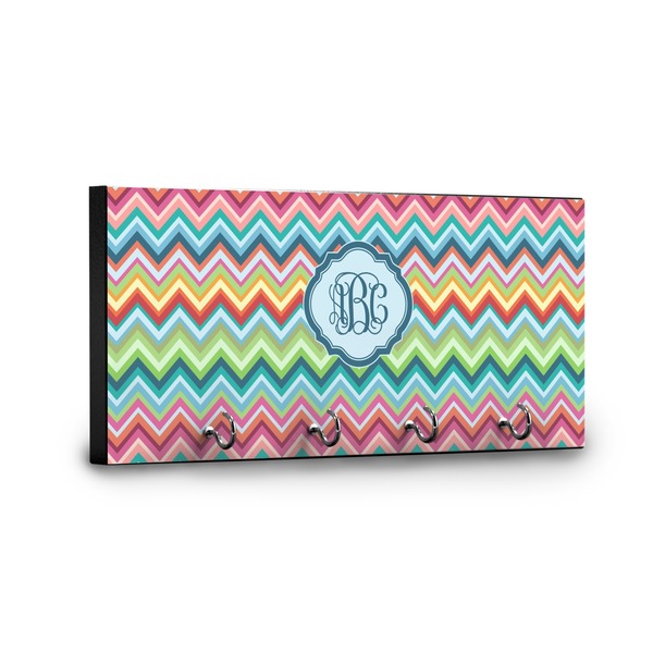 Retro Chevron Monogram Key Hanger - Front View with Hooks