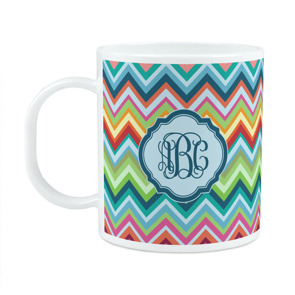 Custom Retro Chevron Monogram Plastic Kids Mug (Personalized)