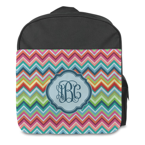 Retro Chevron Monogram Kids Backpack - Front
