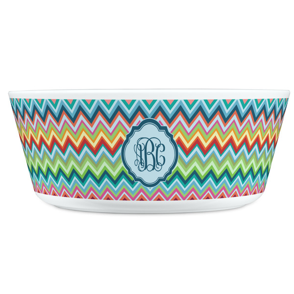 Retro Chevron Monogram Kids Bowls - FRONT