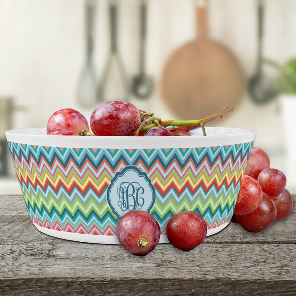 Retro Chevron Monogram Kids Bowls - LIFESTYLE