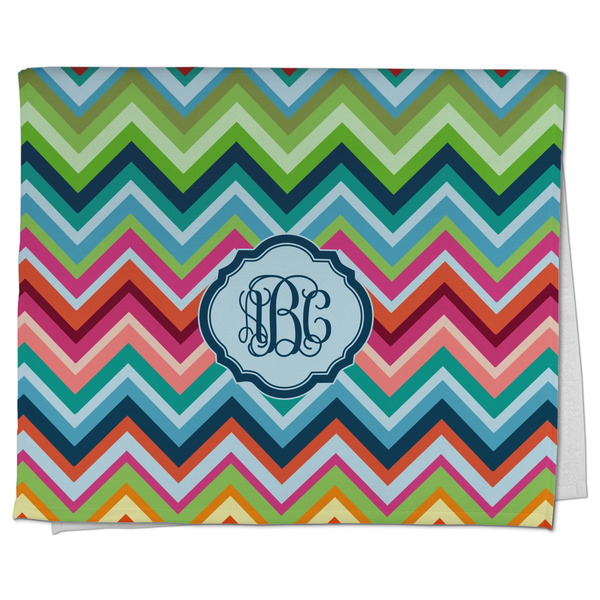 Custom Retro Chevron Monogram Kitchen Towel - Poly Cotton