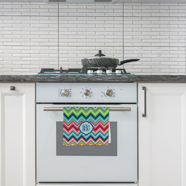 Retro Chevron Monogram Kitchen Towel - Poly Cotton - Lifestyle