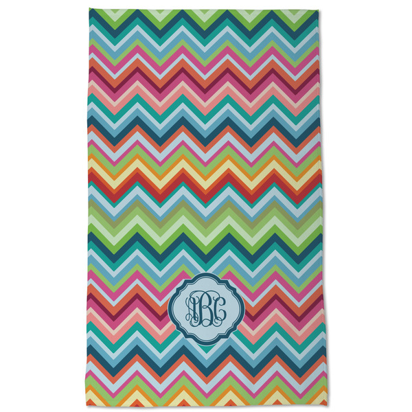 Retro Chevron Monogram Kitchen Towel - Poly Cotton - Full Front