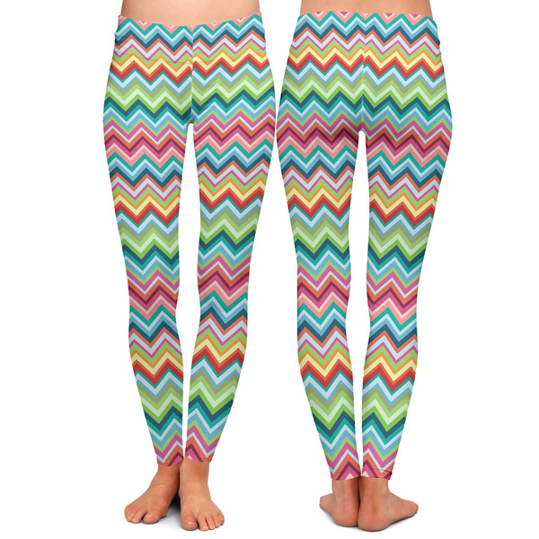 Retro Chevron Monogram Ladies Leggings - Front and Back