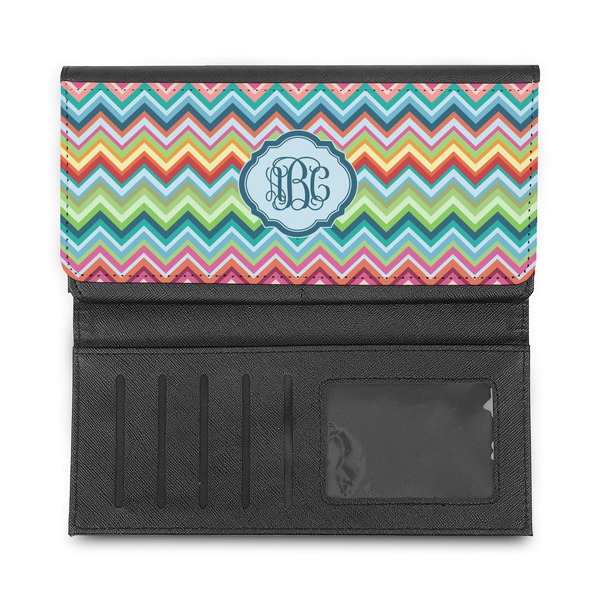 Retro Chevron Monogram Ladies Wallet - Half Way Open