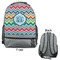 Retro Chevron Monogram Large Backpack - Gray - Front & Back View