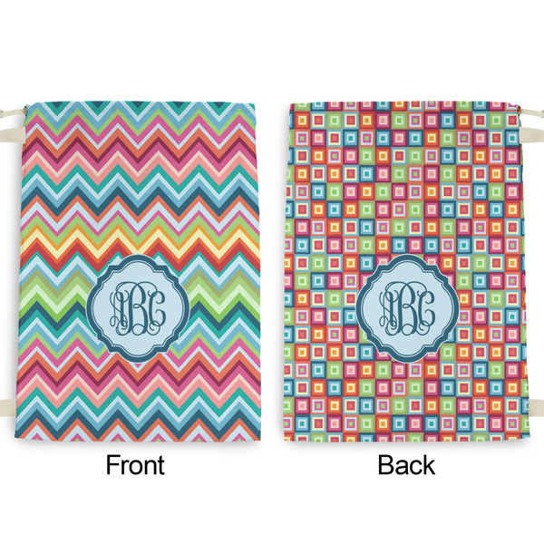 Retro Chevron Monogram Large Laundry Bag - Front & Back View