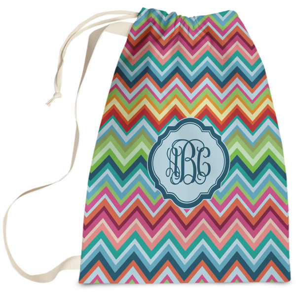 Custom Retro Chevron Monogram Laundry Bag
