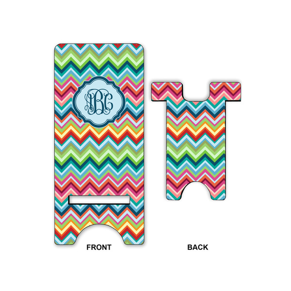 Retro Chevron Monogram Large Phone Stand - Front & Back