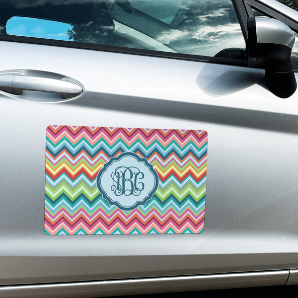 Retro Chevron Monogram Large Rectangle Car Magnets- In Context