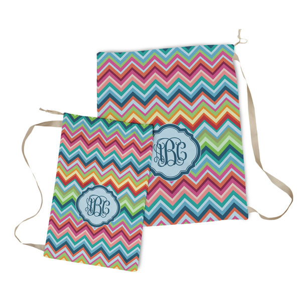 Retro Chevron Monogram Laundry Bag - Both Bags