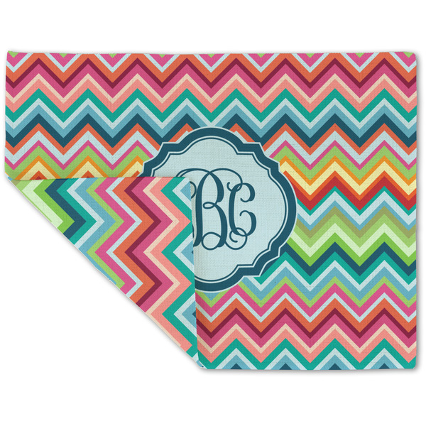Retro Chevron Monogram Linen Placemat - Folded Corner (double side)