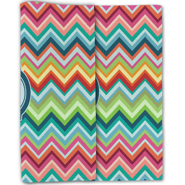 Retro Chevron Monogram Linen Placemat - Folded Half (double sided)