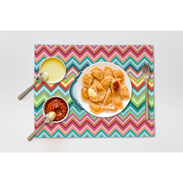 Retro Chevron Monogram Linen Placemat - Lifestyle (single)