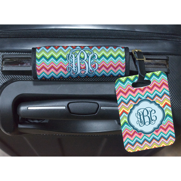Retro Chevron Monogram Luggage Wrap & Tag
