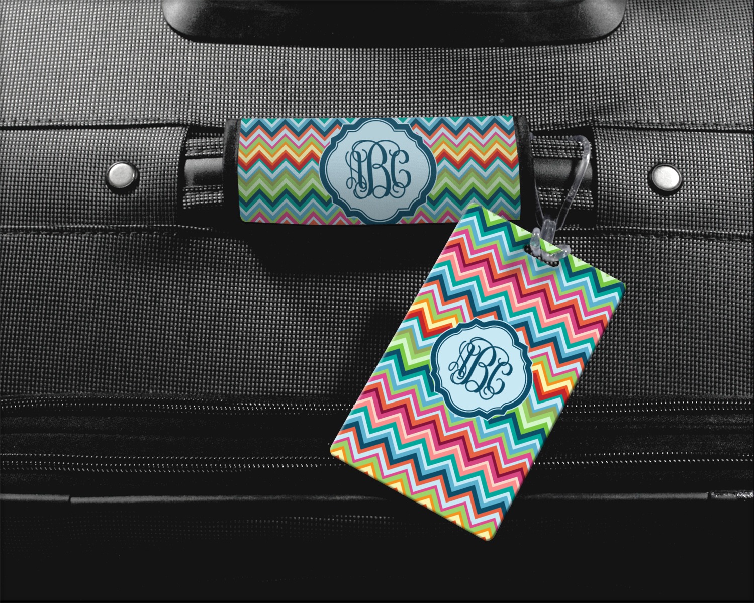Retro Chevron Monogram Aluminum Luggage Tag (Personalized) YouCustomizeIt