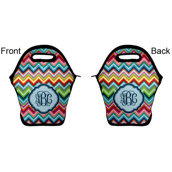 Retro Chevron Monogram Lunch Bag - Front and Back