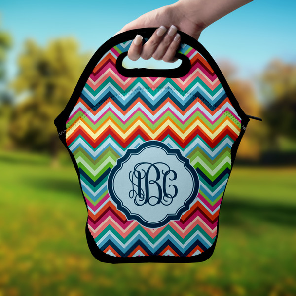 Retro Chevron Monogram Lunch Bag - Hand