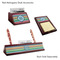 Retro Chevron Monogram Mahogany Desk Accessories