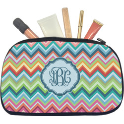 Retro Chevron Monogram Makeup / Cosmetic Bag - Medium (Personalized)