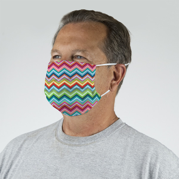 Retro Chevron Monogram Mask - Quarter View on Guy