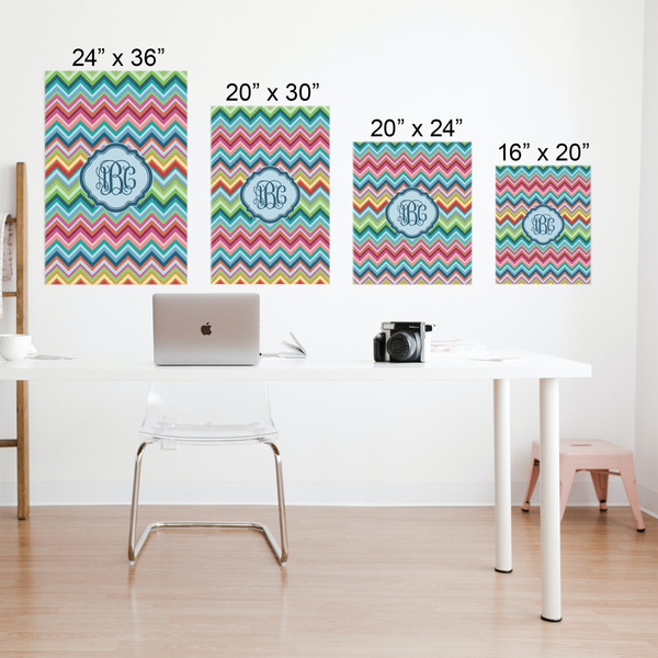 Retro Chevron Monogram Matte Poster - Sizes