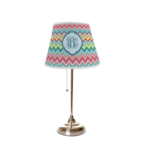 Retro Chevron Monogram Poly Film Empire Lampshade - On Stand