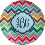 Retro Chevron Monogram Melamine Plate (Personalized)