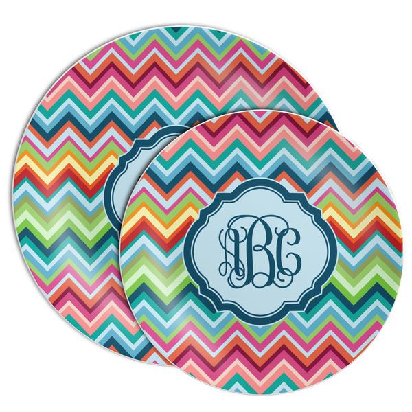 Retro Chevron Monogram Melamine Plates - PARENT/MAIN