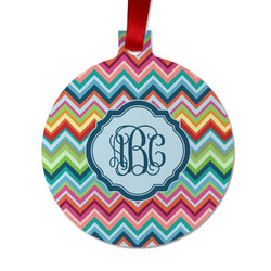 Retro Chevron Monogram Metal Ball Ornament - Double Sided